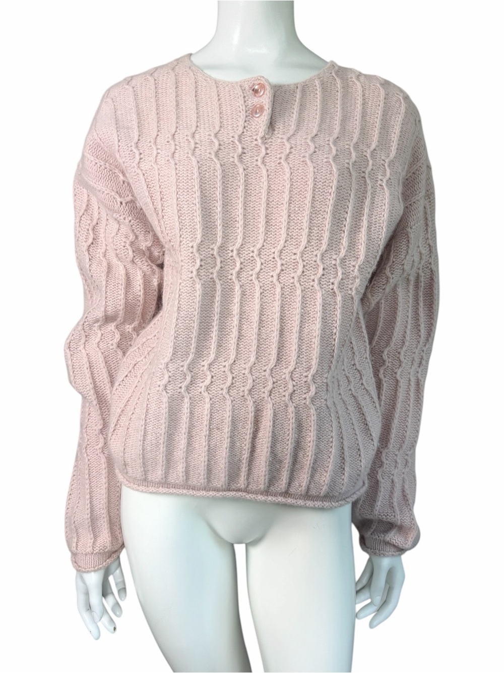 Vintage The Limited Angora Lambswool Cable Knit Pink Sweater Made USA - Picture 2 of 7